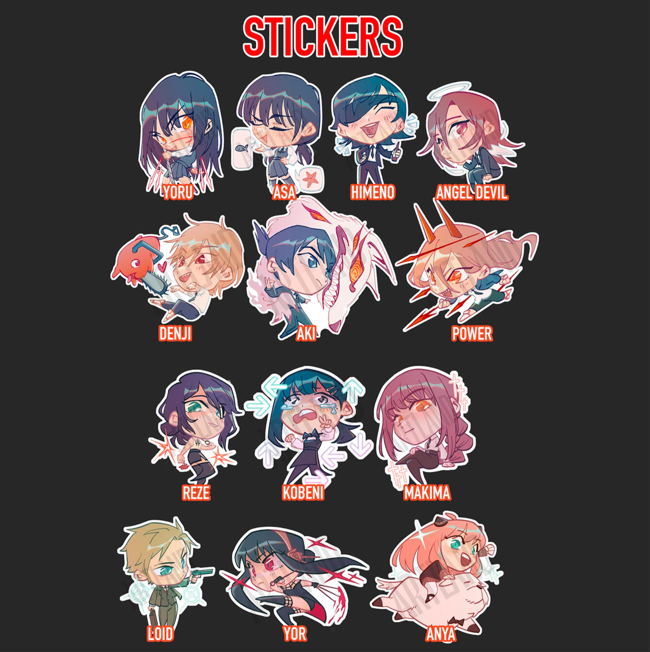 Chainsaw Man & Spy x Family Stickers