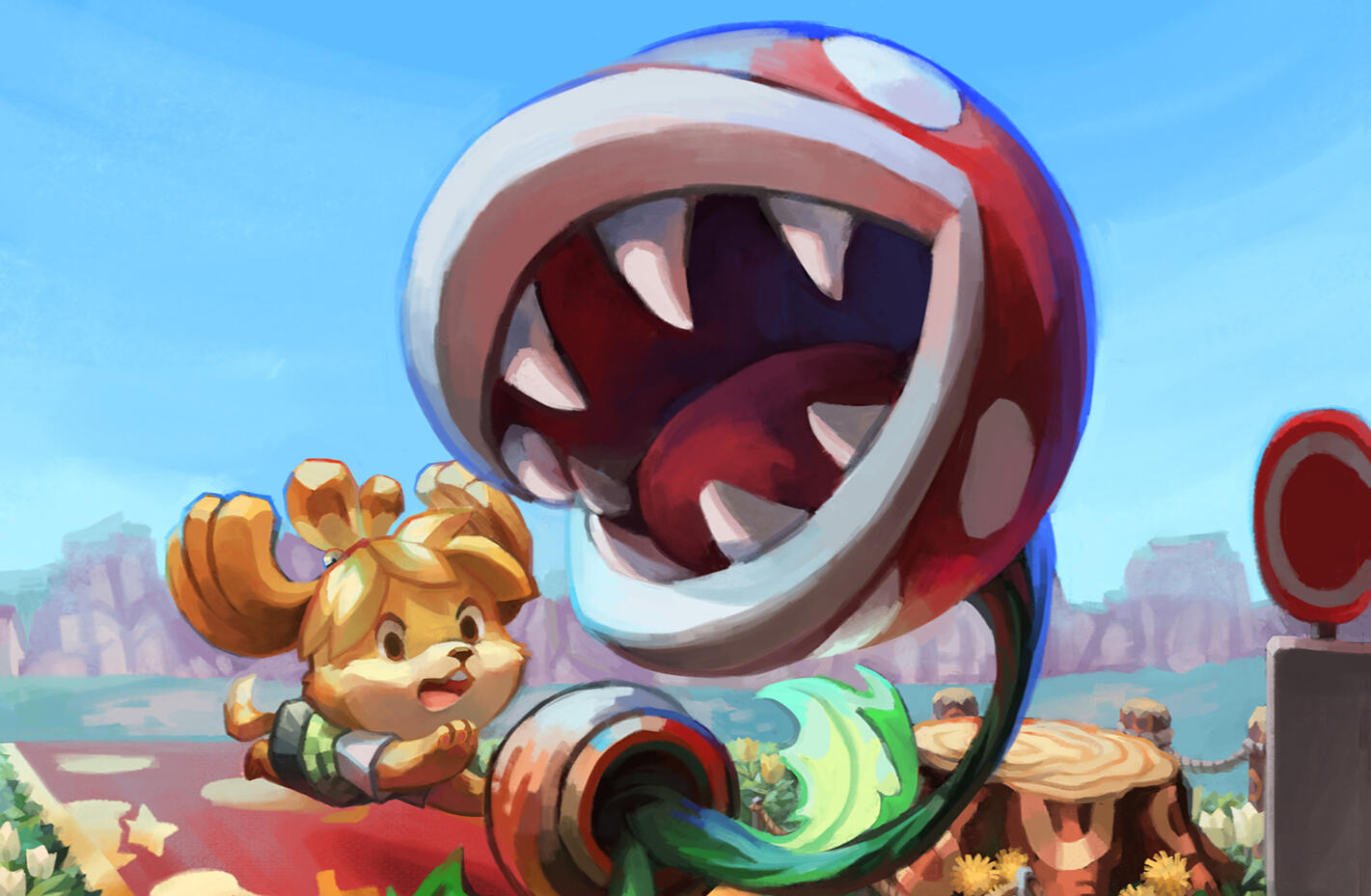 Isabelle &amp; Piranha Plant 6"x9"