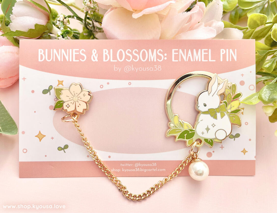 Bunnies &amp; Blossoms Linked Collar Enamel Pin