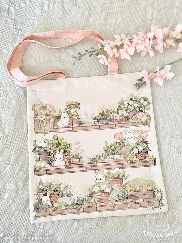 Bunny Garden: Tote Bag - Pink
