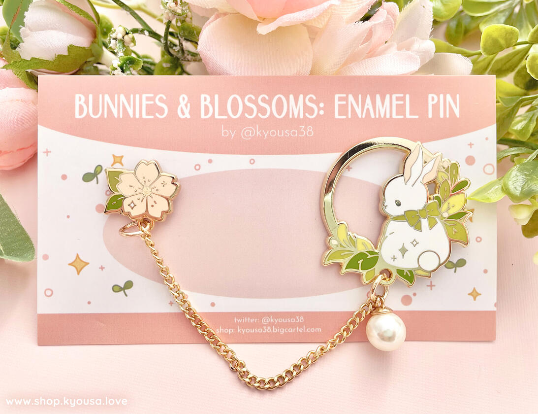 Bunnies &amp; Blossoms Linked Collar Enamel Pin
