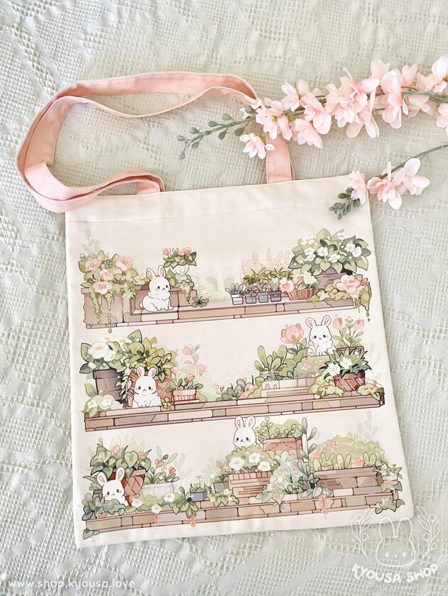 Bunny Garden Tote Bag - Pink