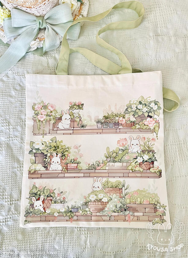 Bunny Garden Tote Bag - Green