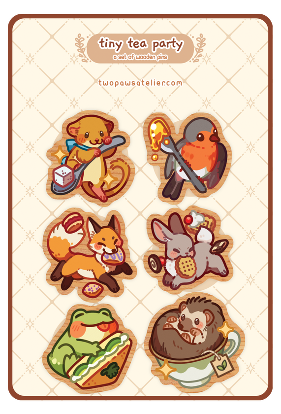 Tiny Tea Wooden Pin Set